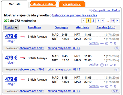 Resultados de búsqueda de Kayak