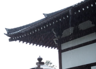 Entrada del Tenryuji, lloviendo
