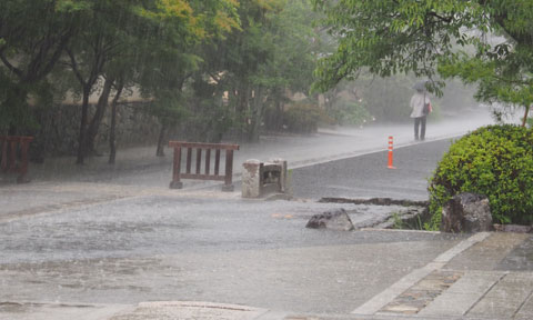 Entrada del Tenryuji, lloviendo