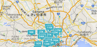 Mapa de apartamentos en Tokio