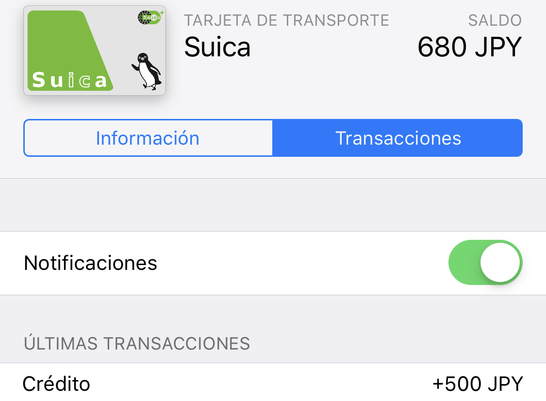 Cargar más dinero en la Suica desde el iPhone