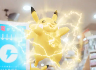 Pikachu cargando un móvil con Charge Spot