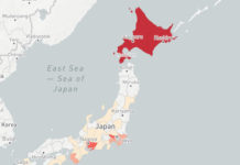 Mapa del Corona virus en Japón