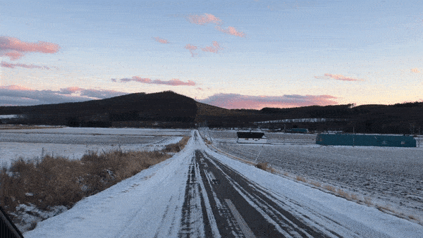 Conduciendo por carreteras heladas de Hokkaido